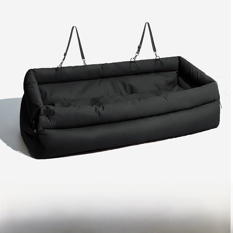 Black Dog car seatesofa with straps on a white background