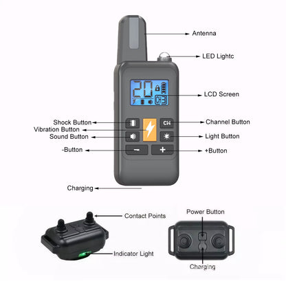 Electric Dog Training Collar for Large Dog Dog Shock Collar 4 Training Modes Beep Vibration Electric Shock E-Collar with Remote