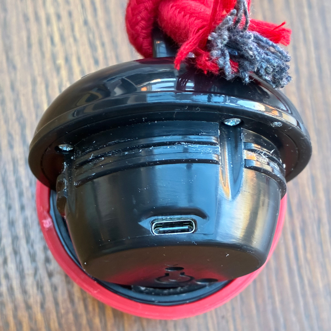 USB-C rechargeable charging port on automatic dog ball