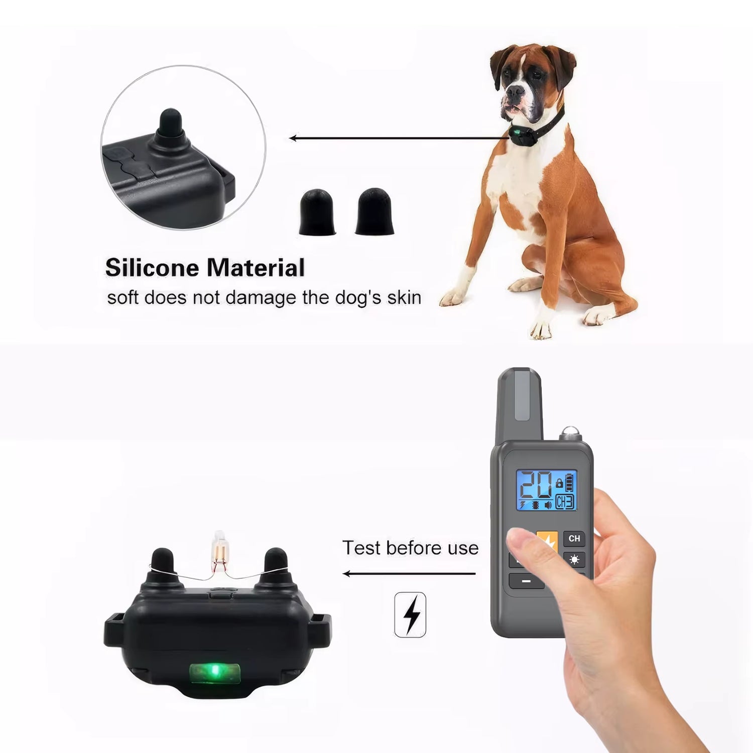 Electric Dog Training Collar for Large Dog Dog Shock Collar 4 Training Modes Beep Vibration Electric Shock E-Collar with Remote