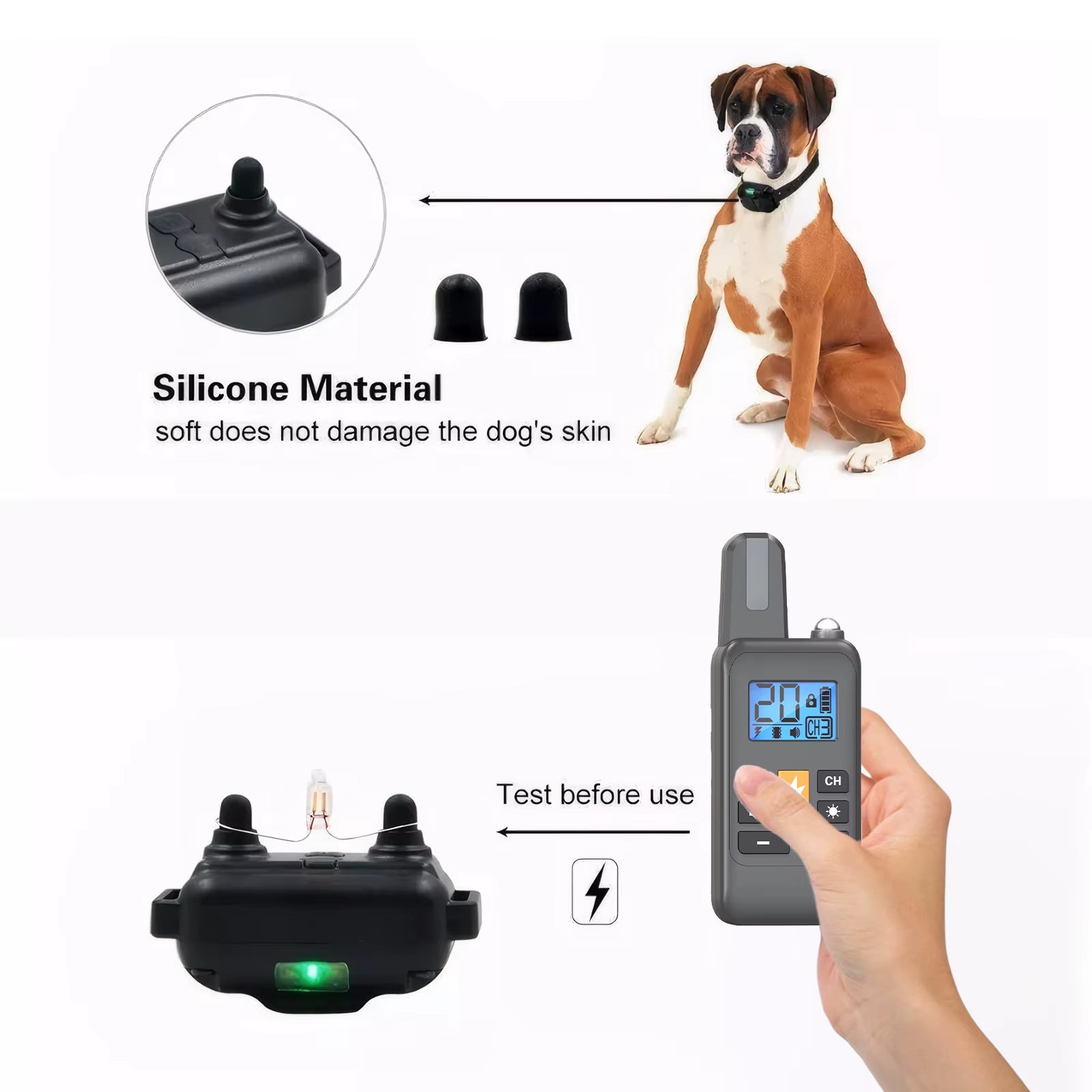 Electric Dog Training Collar for Large Dog Dog Shock Collar 4 Training Modes Beep Vibration Electric Shock E-Collar with Remote